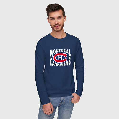Мужской лонгслив Монреаль Канадиенс, Montreal Canadiens / Тёмно-синий – фото 3