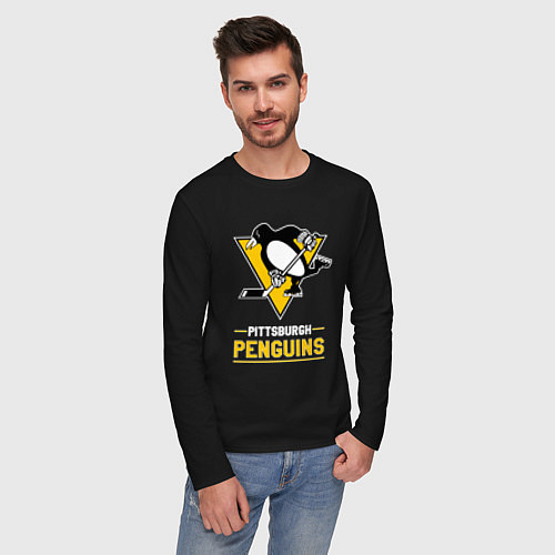 Мужской лонгслив Питтсбург Пингвинз , Pittsburgh Penguins / Черный – фото 3
