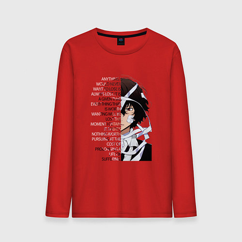 Мужской лонгслив Великий из бродячих псов, Дазай Осаму цитата о суд / Красный – фото 1