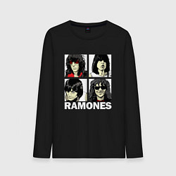 Лонгслив хлопковый мужской Ramones, Рамонес Портреты, цвет: черный