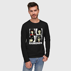 Лонгслив хлопковый мужской Ramones, Рамонес Портреты, цвет: черный — фото 2