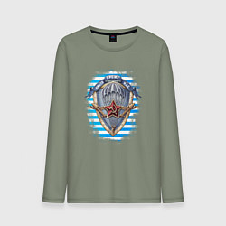 Лонгслив хлопковый мужской Тельняшка ВДВ - Никто кроме Нас, цвет: авокадо