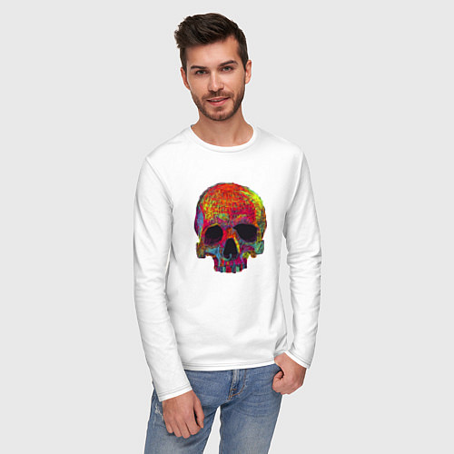 Мужской лонгслив Cool color skull / Белый – фото 3