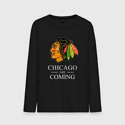 Лонгслив хлопковый мужской Chicago are coming, Чикаго Блэкхокс, Chicago Black, цвет: черный