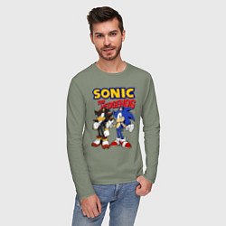 Лонгслив хлопковый мужской ЕЖ СОНИК SONIC THE HEDGEHOG, цвет: авокадо — фото 2