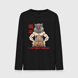 Лонгслив хлопковый мужской Великий Иноске, цвет: черный