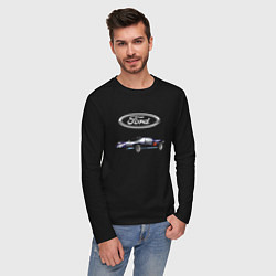 Лонгслив хлопковый мужской Ford Racing, цвет: черный — фото 2