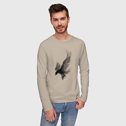 Лонгслив хлопковый мужской Пикирующий орёл Пуантель, цвет: миндальный — фото 2
