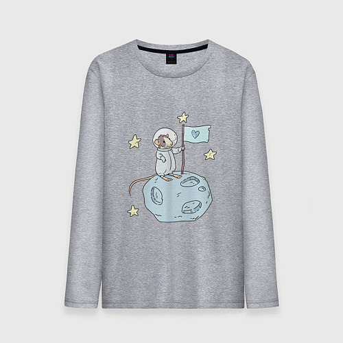 Мужской лонгслив Мышь-космонавт / Меланж – фото 1