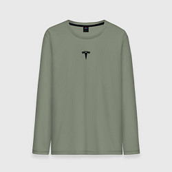 Лонгслив хлопковый мужской TESLA BLACK LOGO МИНИМАЛИЗМ, цвет: авокадо