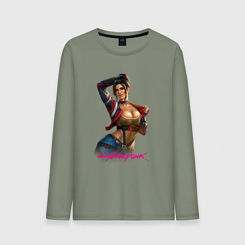 Мужской лонгслив Sexy Panam Cyberpunk2077 18 / Авокадо – фото 1