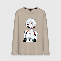 Лонгслив хлопковый мужской Рей Аянами Rei Ayanami Ева Евангелион, цвет: миндальный