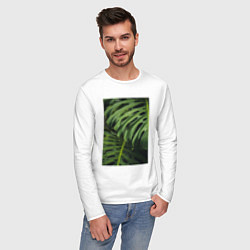 Лонгслив хлопковый мужской Листья Монстера, цвет: белый — фото 2