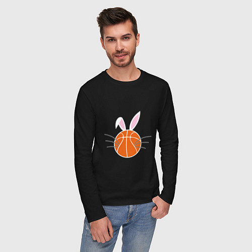 Мужской лонгслив Basketball Bunny / Черный – фото 3