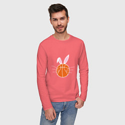 Лонгслив хлопковый мужской Basketball Bunny, цвет: коралловый — фото 2