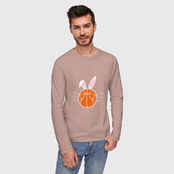 Лонгслив хлопковый мужской Basketball Bunny, цвет: пыльно-розовый — фото 2