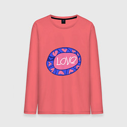 Лонгслив хлопковый мужской Love badge, цвет: коралловый