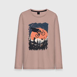Лонгслив хлопковый мужской Лунный Медведь Райдер, цвет: пыльно-розовый