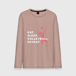 Лонгслив хлопковый мужской Volleyball Days, цвет: пыльно-розовый
