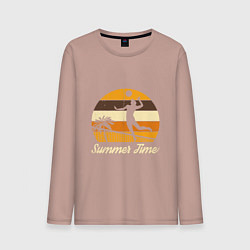 Лонгслив хлопковый мужской Volleyball - Summer Time, цвет: пыльно-розовый