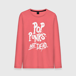 Лонгслив хлопковый мужской Punks not deаd, цвет: коралловый