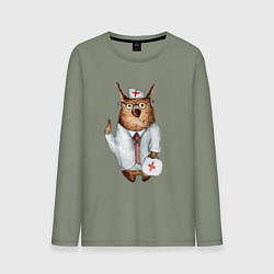 Лонгслив хлопковый мужской Врач сова, цвет: авокадо