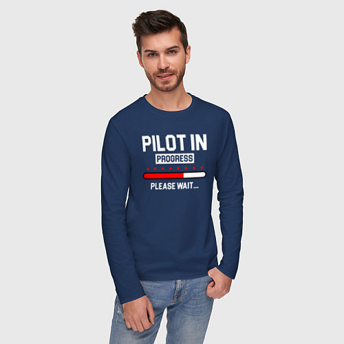 Мужской лонгслив Pilot In Progress / Тёмно-синий – фото 3