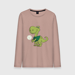 Лонгслив хлопковый мужской Volleyball Dinosaur, цвет: пыльно-розовый