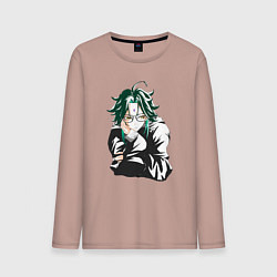 Лонгслив хлопковый мужской Сяо в очках XIAO геншин импакт, цвет: пыльно-розовый