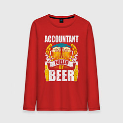 Лонгслив хлопковый мужской Бухгалтер подпитывается пивом, цвет: красный