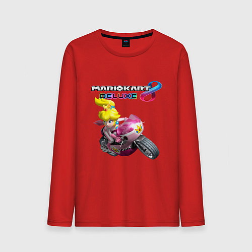 Мужской лонгслив Принцесса Персик на мотоцикле Mario Kart 8 Deluxe / Красный – фото 1