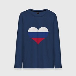 Лонгслив хлопковый мужской Сердце - Россия, цвет: тёмно-синий
