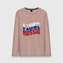 Лонгслив хлопковый мужской Love - Russia, цвет: пыльно-розовый