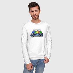 Лонгслив хлопковый мужской Super Mario Galaxy logo, цвет: белый — фото 2