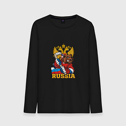 Лонгслив хлопковый мужской Хоккей - Russia, цвет: черный