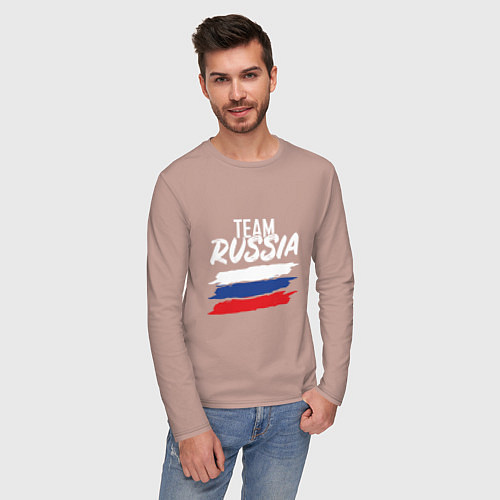 Мужской лонгслив Team - Russia / Пыльно-розовый – фото 3