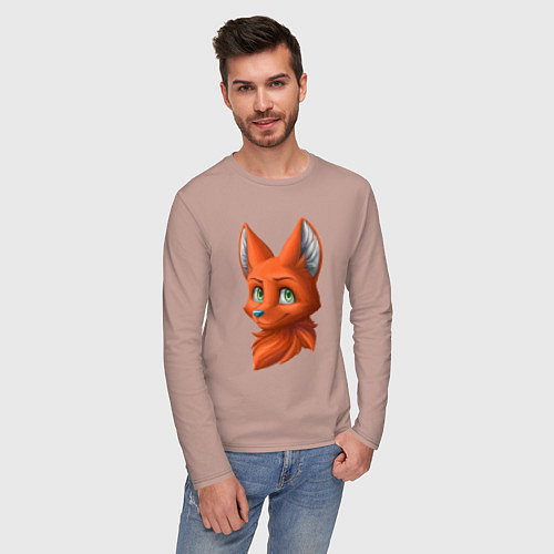 Мужской лонгслив Милая лисичка Cute fox / Пыльно-розовый – фото 3