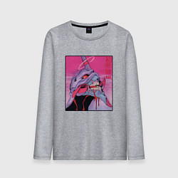 Лонгслив хлопковый мужской Ева 02 Neon Evangelion, цвет: меланж