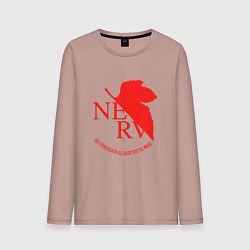 Лонгслив хлопковый мужской Nerv в Neon Genesis Evangelion, цвет: пыльно-розовый