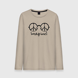 Лонгслив хлопковый мужской Очки Джона Леннона Imagine, цвет: миндальный