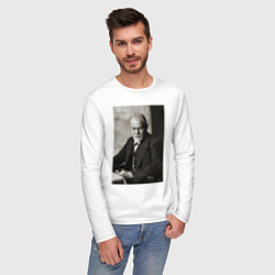 Лонгслив хлопковый мужской Casual freud, цвет: белый — фото 2