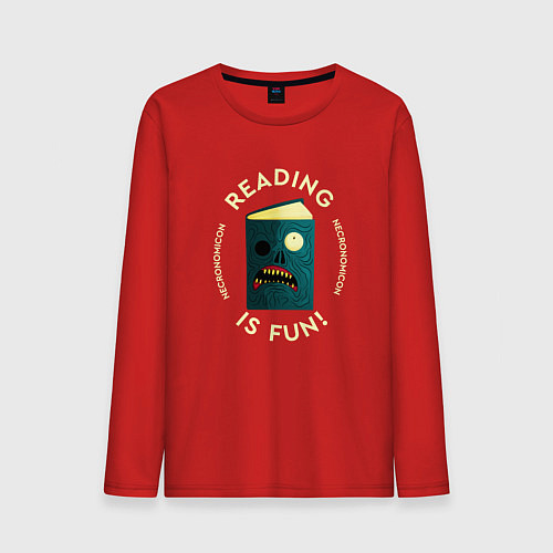 Мужской лонгслив Reading is fun! / Красный – фото 1