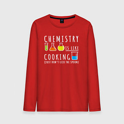 Лонгслив хлопковый мужской Химия похожа на кулинарию, цвет: красный
