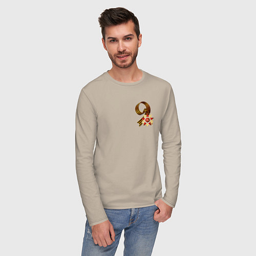Мужской лонгслив Георгиевская лента, 9 Мая / Миндальный – фото 3