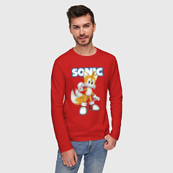 Лонгслив хлопковый мужской Майлз Тейлз Прауэр Sonic Видеоигра, цвет: красный — фото 2