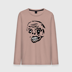 Лонгслив хлопковый мужской Zombie face, цвет: пыльно-розовый