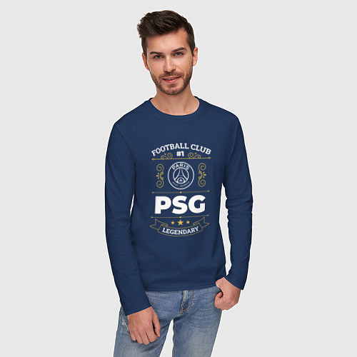 Мужской лонгслив PSG FC 1 / Тёмно-синий – фото 3