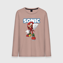 Лонгслив хлопковый мужской Knuckles Echidna Sonic Video game Ехидна Наклз Вид, цвет: пыльно-розовый