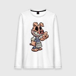 Лонгслив хлопковый мужской Мясник кабан Pig Dude, цвет: белый
