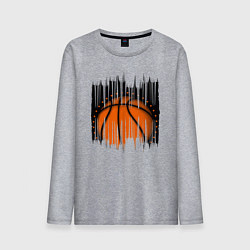 Лонгслив хлопковый мужской Баскетбольный мяч в разрыве, цвет: меланж